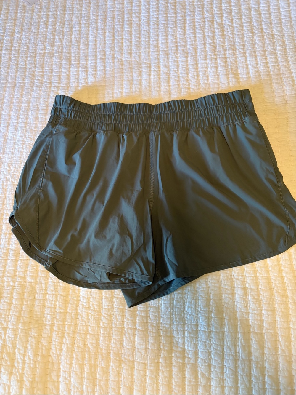 Women’s Olive Green Athletic Running Shorts with Elastic Waist